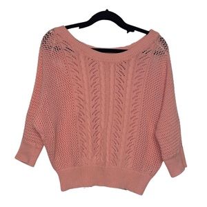 F21 Crochet Crop Top Sweater - Coral - Size S